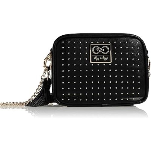 Chelsea + Cole for Itzy Ritzy Crossbody Diaper Bag - Includes 6 Pockets, Changing Pad & Tassel; Black with Sweetheart Print
