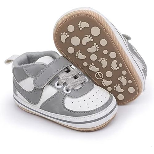 Clowora Unsex Baby Shoes Boys Girls Infant Sneakers Non-Slip Soft Rubber Sole Toddler Crib First Walker Lightweight Shoes