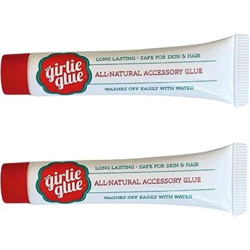 Girlie Glue, Gentle Hair, Skin Adhesive for Babies & Pets, Non-Toxic, Long Lasting, Dries Clear, Washes Off with Water. 2 Tubes.