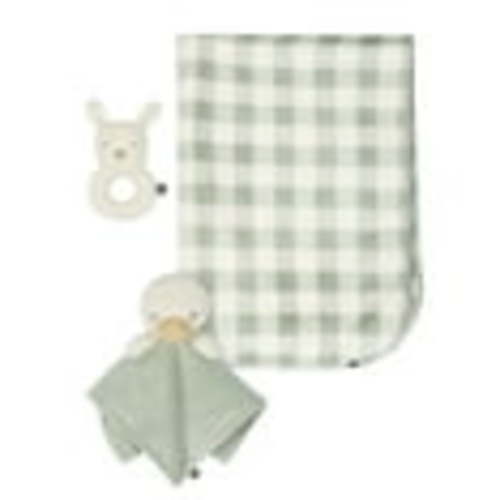 Modern Moments By Gerber Gender Neutral Plush Blanket, Security Blanket & Rattle Gift Set, 3-Piece