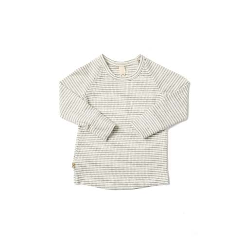 rib knit long sleeve tee - fog stripe