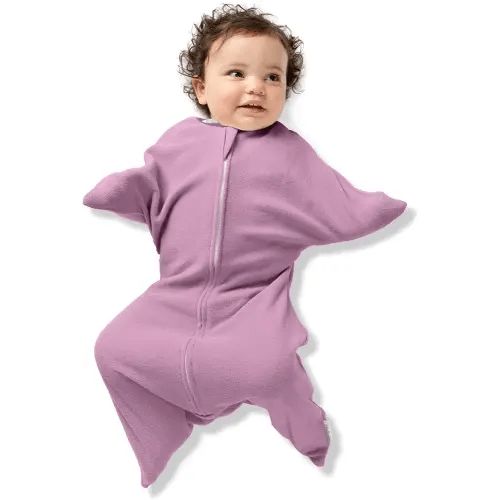 SleepingBaby Zipadee-Zip Transition Swaddle - Cozy Fleece Wearable Blanket with Two-Way Zipper for Baby Sleep - Lavender, Small (4-8 Month)