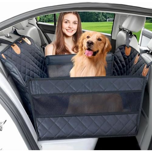 Paw Jamboree Dog car seat Cover for Back seat Hard Bottom Half Dog car seat Cover Passenger Friendly Back seat Extender for Dogs