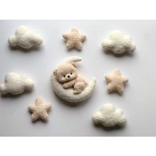 Nursery wall decor, bear boucle neutral gender nursery decor, Soft wall decor, Teddy bear nursery decor walls , Hanging walls decor nursery