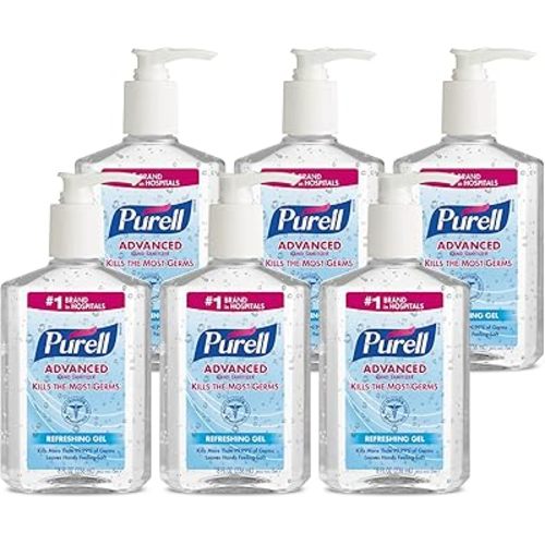 PURELL Advanced Hand Sanitizer Refreshing Gel, 8 fl oz Pump Bottle (Pack of 6) - 9652-04-EC