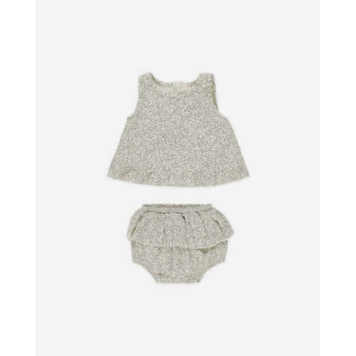 Ruffled Tulip Top + Bloomer Set || Green Garden