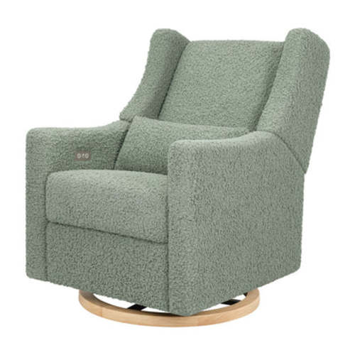 Kiwi Glider Recliner - Sage Teddy Loop with Light Wood Base