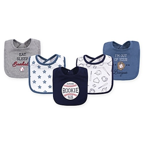 Hudson Baby® 5-Pack Baseball Drooler Bib Set in Blue