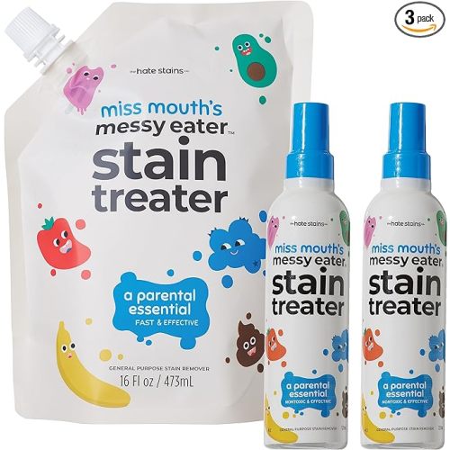Miss Mouth's Messy Eater Stain Treater - 2 Pack Stain Remover Spray and 16oz Refill Pouch