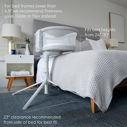 HALO BassiNest Soothing Swivel Sleeper 3.0S – Over-Bed Baby Bassinet with 360 Rotation, Adjustable Height, Breathable Mesh, Calm Sounds & Vibrations, Safe Close Sleeping, Lowering Wall for Easy Access