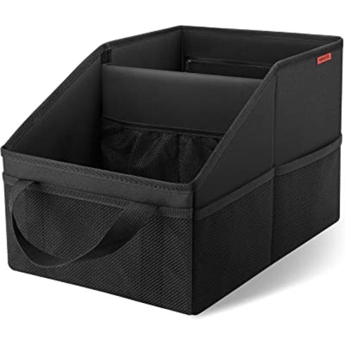 Car Organizer - Automotive Organizer for Front And Back Seat or Floor, Car Caddy Organizer with Divide, Handles and Multiple Mesh Pockets