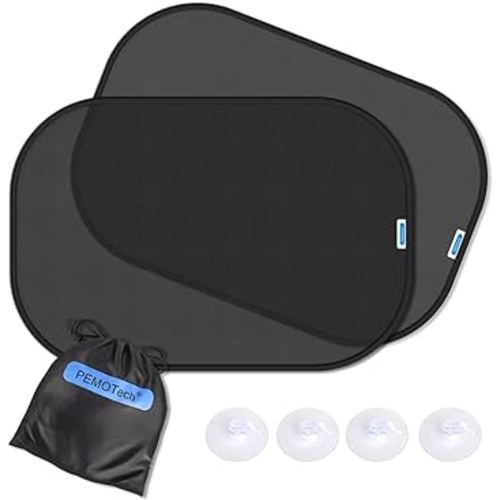 Car Window Shades PEMOTech 21"x14" (2 Pack) Car Window Shade for Baby, Blocks 99.98% UVR, Sun Shade Blocker Car Window Shades for Baby Car Shades for Side Window