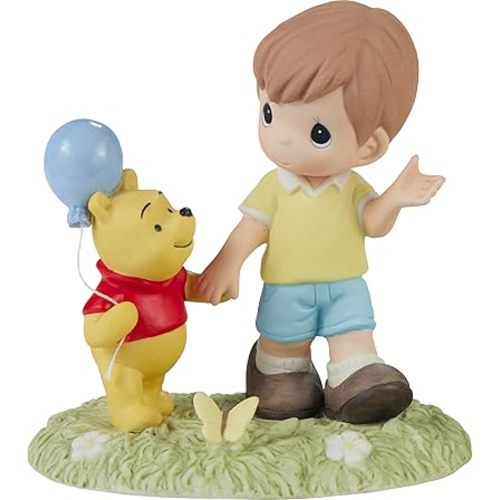 Precious Moments Disney Showcase Collection - Hand-Painted Bisque Porcelain Winnie The Pooh & Christopher Robin Figurine | Ideal Gift for Disney Lovers