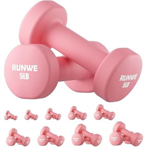 RUNWE Dumbbells Set of 2 - Cast Iron Dumbbell Pairs Options for 1 3 5 7 OR 10 LB Each, Hand Weights Sets Exercise & Fitness Dumbbell Free Weights for Child, Women, Men (Sold in One Pair Not All Sets)