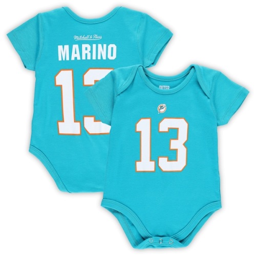 Infant Miami Dolphins Dan Marino Mitchell & Ness Aqua Mainliner Retired Player Name & Number Bodysuit