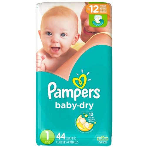 Pampers Baby-Dry, Diapers, Size 1, 44 Count
