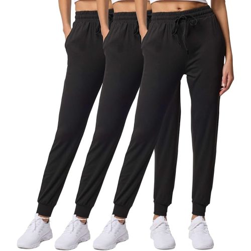 Real Essentials 3 Pack: Women's Ultra-Soft Lounge Joggers Sweatpants Athletic Yoga Pants with Pockets (Available in Plus)
