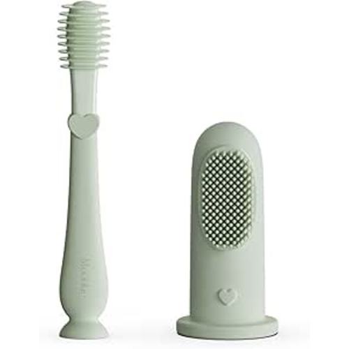 Moonkie Baby Finger Toothbrush Tongue Oral Cleaner Kit for 3 Months +, 2 Pcs (Mint)