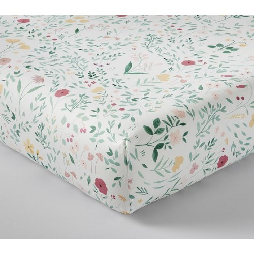 Chris Loves Julia Prairie Floral Organic Crib Fitted Sheet | Pottery Barn Kids