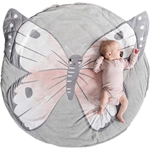 ABREEZE Butterfly Baby Round Play Pad Crawling Mat Butterfly Baby Blanket Butterfly Tummy Time Mat Rug for Kids Children Toddlers Bedroom
