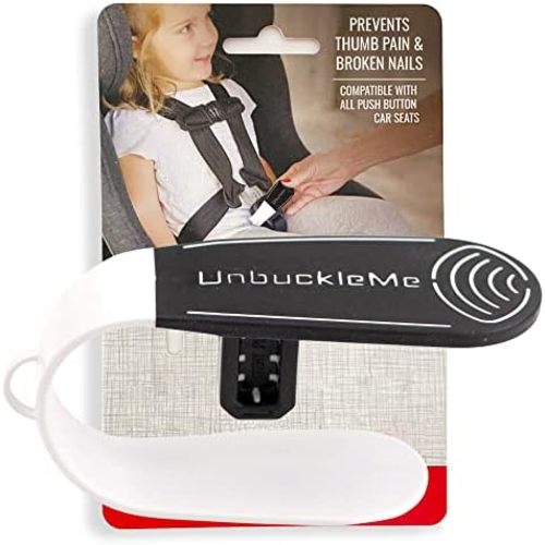 UnbuckleMe Car Seat Buckle Release Tool - Easy Opener Aid for Arthritis, Long Nails, Older Kids - Button Pusher for Infant, Toddler, Convertible 5 pt Harness car Seats - As Seen on Shark Tank (Black)