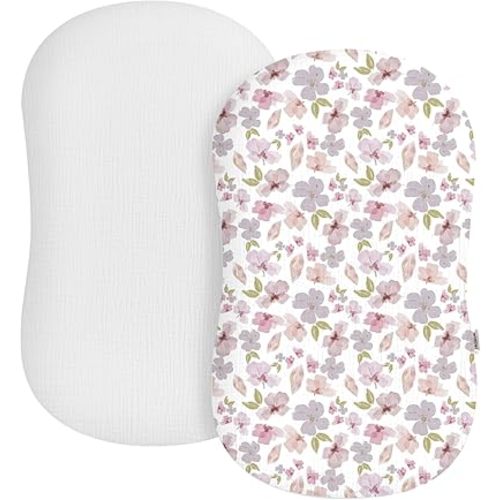 Muslin Baby Lounger Cover 2 Pack, Soft Breathable Newborn Lounger Pillow Cover for Boys Girls Infant