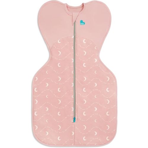 Love to Dream Swaddle Up 1.5T Stretch Cotton Fleece NB (2.2-3.8kg) Stage 1, Reduces Startle Reflex, Ideal for Newborns, Comfortable Sleep, Moon & Back, Dusty Pink