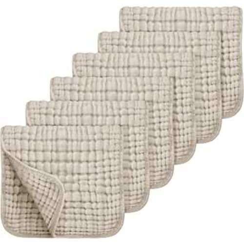 Looxii 100% Cotton Muslin Burp Cloths Large 20''x10'' Extra Soft and Absorbent 6 Pack Baby Burping Cloth for Boys and Girls (Apricot)