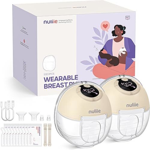 Nuliie Hands-Free Breast Pump, Wearable Breastfeeding Pump 4 Modes 9 Levels with 18/21/24MM Flange, Electric Breast Pump Portable, Replaced Pumping Accessories Included (Brown, 2 Packs)