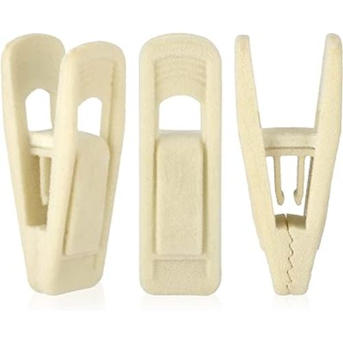 Tinfol Velvet Hangers Clips, 24 Pack Beige Pants Velvet Clips, Large Opening Clip Clothes Hanger Clip, Strong Finger Flocked Clips Perfect for Use with Slim-line Clothes Velvet Hangers