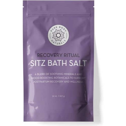 Pure Body Naturals Sitz Bath Salt – Postpartum Care and Hemorrhoid Treatment – Natural Soak for Self Care and Hemmoroid Treatment - Post Partum Essentials, 32 Oz - 2 Pound (Pack of 1)