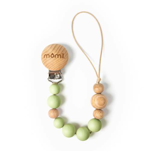 mōmi babypace pacifier clip - wooden / silicone -pistachio