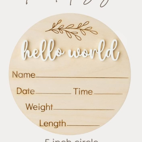 Hello World Newborn Sign | Birth Announcement Sign for Hospital | Baby Name Sign | Baby Name Announcement Sign | Newborn Announcement Sign | Baby Birth Announcement Sign (Greenery Accent)