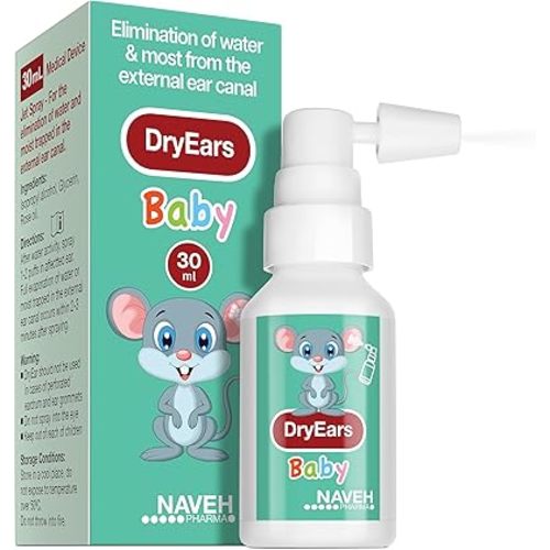 NAVEH PHARMA Dry Ears Baby | Swimmers Ear Drops Spray | Ear Drying Drops for Little Swimmers | Remove Water Trapped in Ears in Seconds | Prevent Hearing Loss (1 Fl Oz)