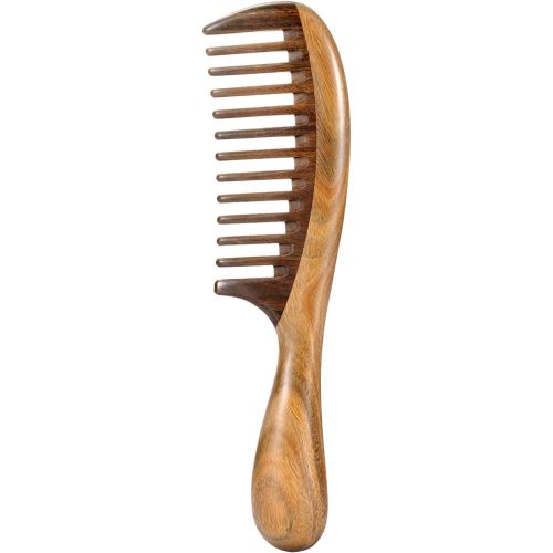 Louise Maelys Wooden Wide Tooth Hair Comb for Curly Detangling Sandalwood