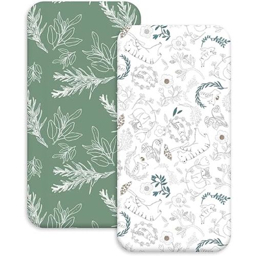 Bassinet Sheets, Bassinet Sheets for Baby Boy and Girl, Bassinet Sheet Neutral, Fit for Rectangle, Round, Oval, Hourglass Mattress, Flexible for Different Bassinet Pad/Mattress 2 Pack