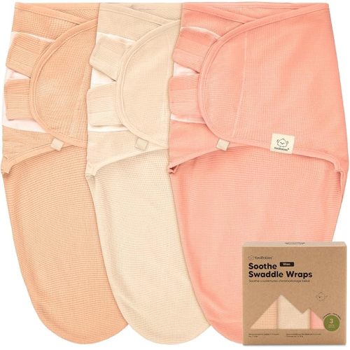 3-Pack Organic Swaddles for Newborns, Baby Sleep Sacks 0-3 Months - Baby Swaddle Wrap, Newborn Wearable Blanket, Infant Sleep Sack for Girls, Boys, Soft & Snug, Large Hook & Loop Closure (Salmon)