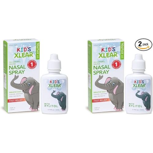 Xlear Kids' Nasal Spray, Natural Saline Nasal Spray for Kids with Xylitol, Daily Nasal Decongestant, Nose Moisturizer 0.75 fl oz (Pack of 2)