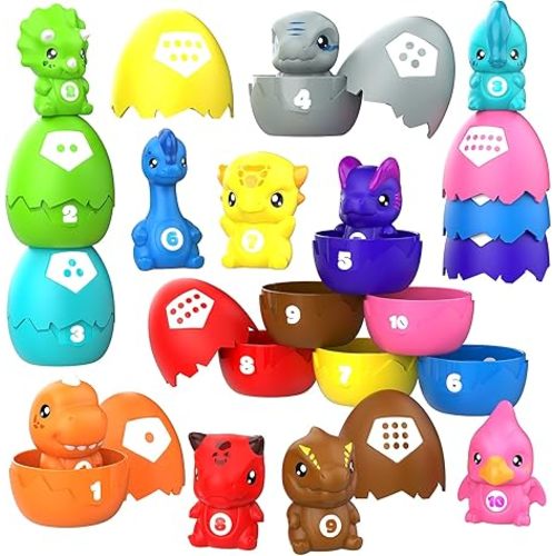Learning Toys for 1,2,3 Year Old Toddlers, 20Pcs Dinosaurs Eggs Montessori Educational Toys for Kids, Counting, Matching & Sorting Games, Christmas Birthday Gift for Baby Boys Girls Age 12-18 Months
