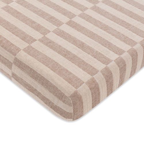 Babyletto Muslin Mini Crib Sheet, GOTS Certified Organic Cotton - Cocoa Stripe