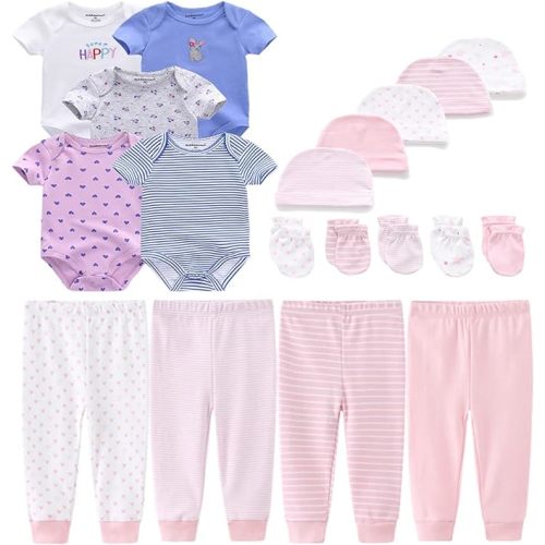 Kiddiezoom Unisex Baby Layette Essentials Giftset Clothing Set 19-Piece For Newborn Baby