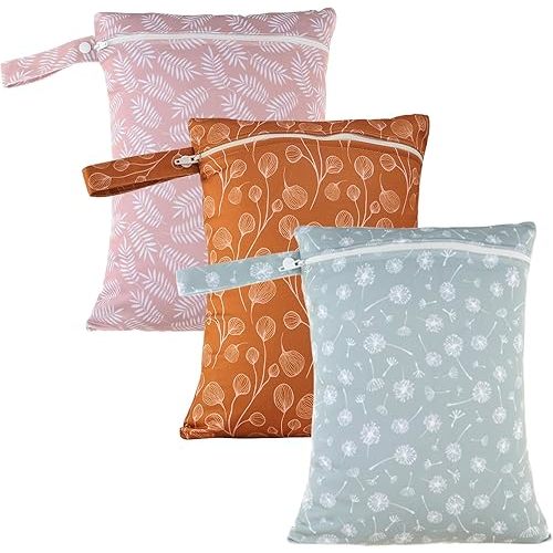 3 Set Wet Bag Storage Bag Waterproof Washable Travel Bags, Beach, Pool, Gym Bag for Swimsuits & Wet Clothes for Baby(Dandelion)