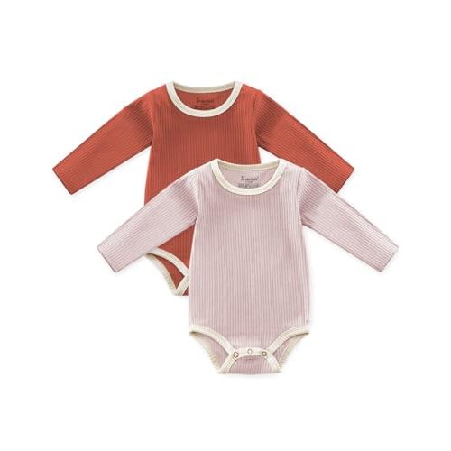 Jimonda Baby Bodysuit, 100% Organic Cotton Infant Long Sleeve Romper Gender Neutral Baby Clothes