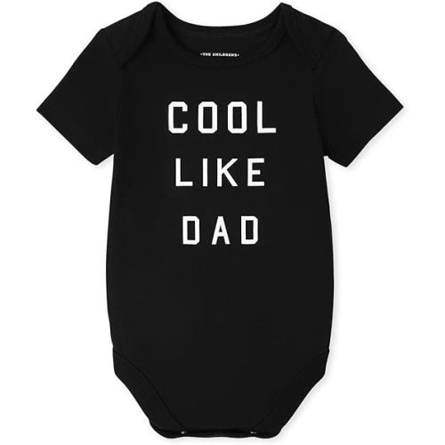 The Children's Place Unisex Baby Short Sleeve 100% Cotton Family Bodysuits T-Shirt, Cool Like Dad, 3-6 Months US