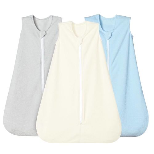 david's kids 3 Pack Micro Fleece Baby Sleep Sack 0-6 Months, Soft Baby Wearable Blankets with 2-Way Zipper, Comfy Sleeping Bags for Infant Newborn Boys Girls, Small Size, Snow White & Grey & Blue