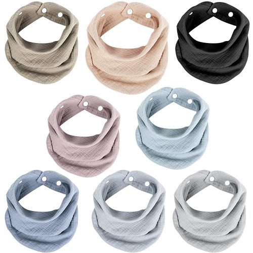Muslin Bandana Bibs, Organic Neutral Drool Bibs for Boy Girl, Unisex Baby Bibs Soft & Absorbent for Newborns, 8 Pack