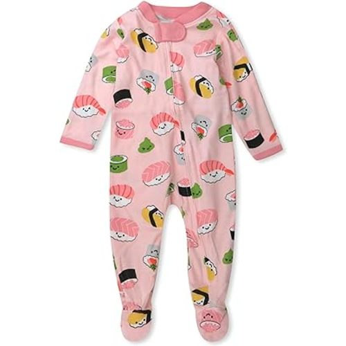 HonestBaby Baby Girls' Sleep and Play Footed Pajamas One-Piece Sleeper Jumpsuit Zip-front Pjs Organic Cotton