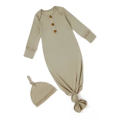 PATPAT Tencel & Wool Blend Baby Sleeper Gown for Newborn Boy Girl Infant, Knotted Sleep Sack as Premium Gift for Baby