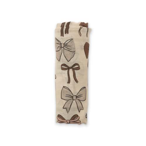 Baby Bows Bamboo Muslin Blanket – Soft & Breathable Newborn Blanket by Ellie Sue