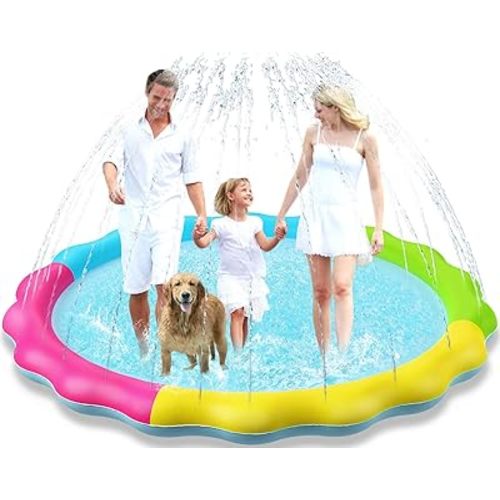 Jasonwell Splash Pad Sprinkler for Kids Splash Play Mat Outdoor Water Toys Inflatable Splash Pad Baby Toddler Pool Boys Girls Children Outside Backyard Dog Sprinkler Pool Age 1 2 3 4 5 6 7 8 9 XL